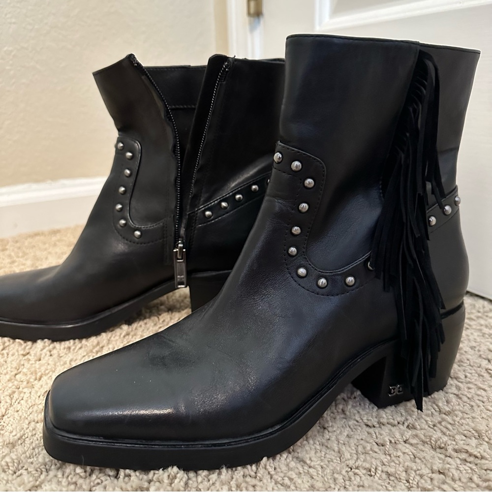 Sam Edelman Black Bernie Fringe Western Bootie